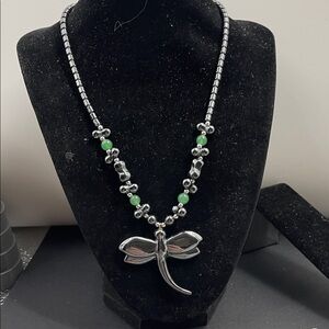 2.2.26-8 Hematite Dragonfly with Green 8” +2” Dragonfly